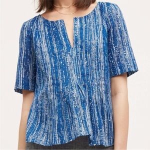 Maeve short sleeve split collar orchid island top